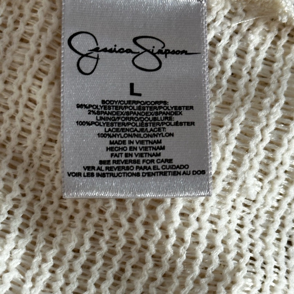 JESSICA SIMPSON WOMANS ANTIQUE WHITE SLIP KNEE LENGTH DRESS SZ LARGE - Picture 10 of 16